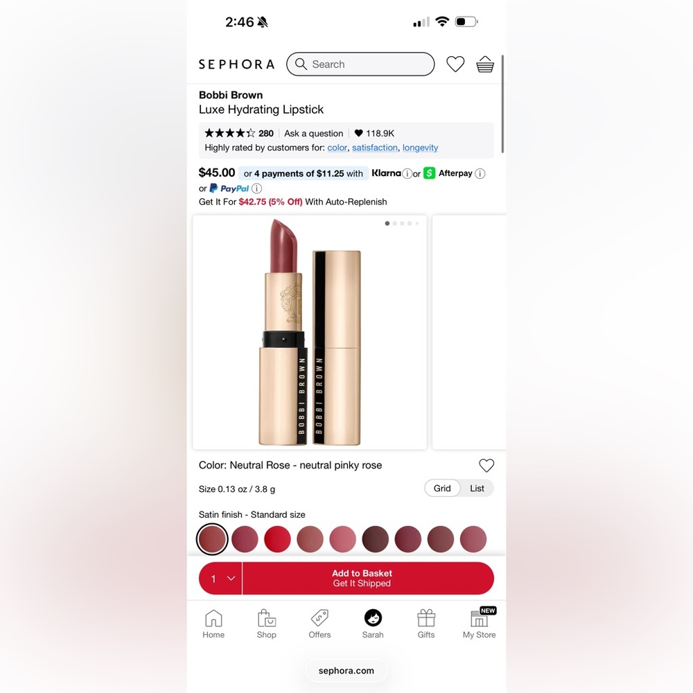 New Bobbi Brown Lipstick in Neutral Rose 315